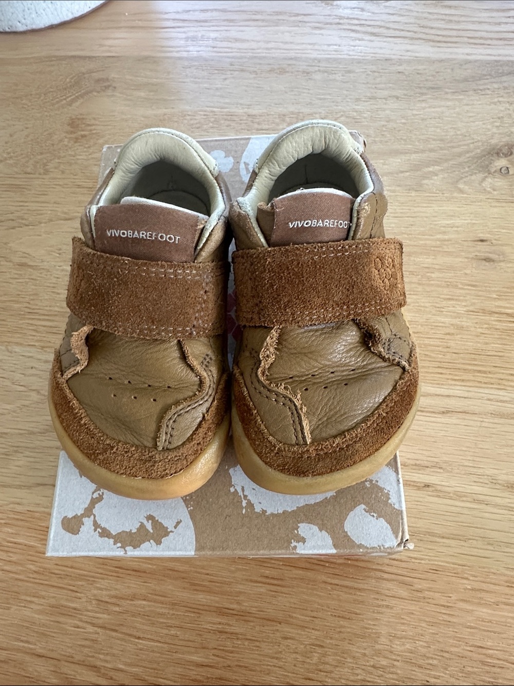 Vivo Barefoot Kids Tan Brown Leather Velcro Walkers